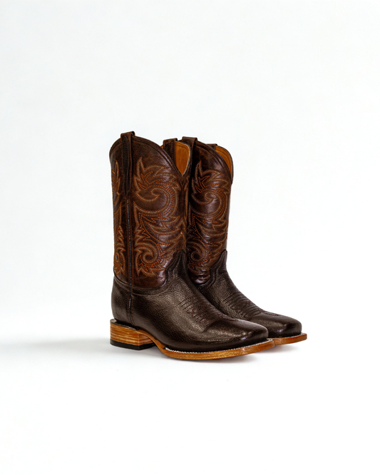 Original Deer leather boot for men Brown color, with full leather lining, square toe