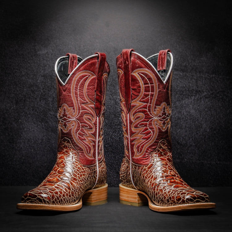 Sheddron Caguama Cowboy Boot, square toe, leather sole and heel.