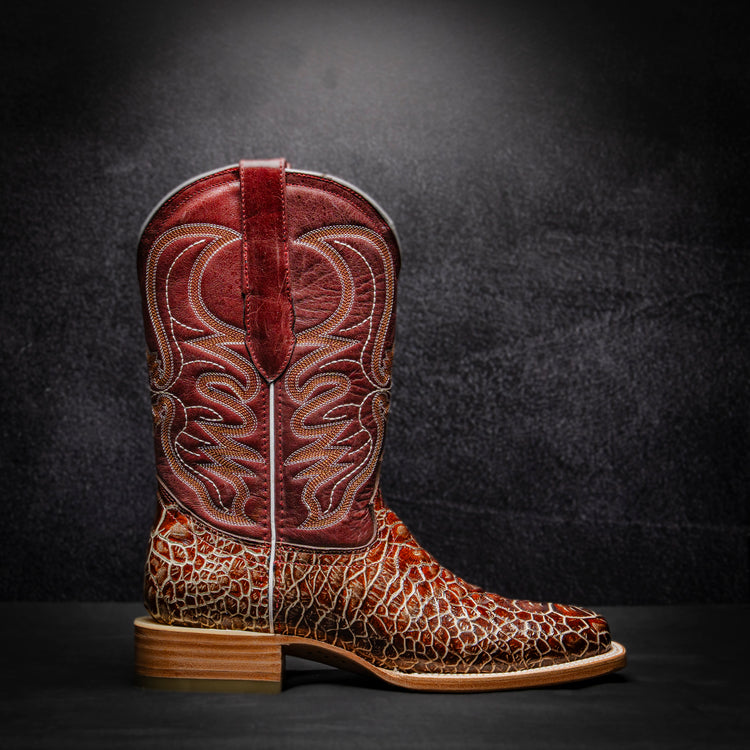 Sheddron Caguama Cowboy Boot, square toe, leather sole and heel.