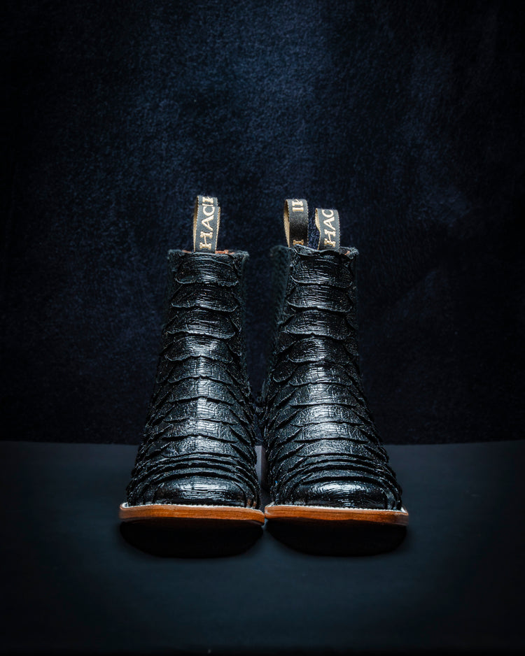 Plastisol leather ankle boot for men, Python Plus style Color: Black