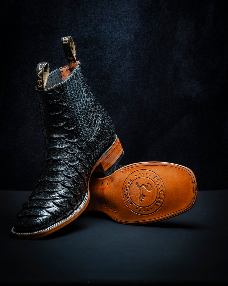 Plastisol leather ankle boot for men, Python Plus style Color: Black