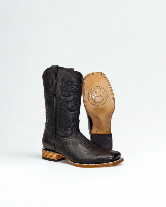 Original Deer leather boot for men  Black color, with full leather lining, square toe