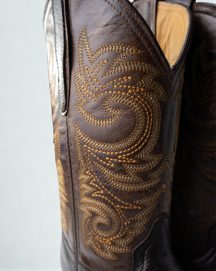 Original Deer leather boot for men Brown color, with full leather lining, square toe