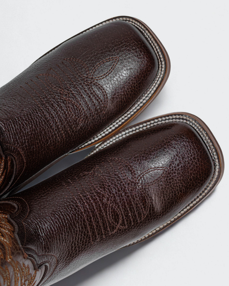 Original Deer leather boot for men Brown color, with full leather lining, square toe