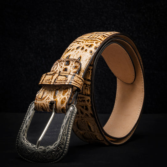 Embossed Crocodile Neck Belt in Orix Color