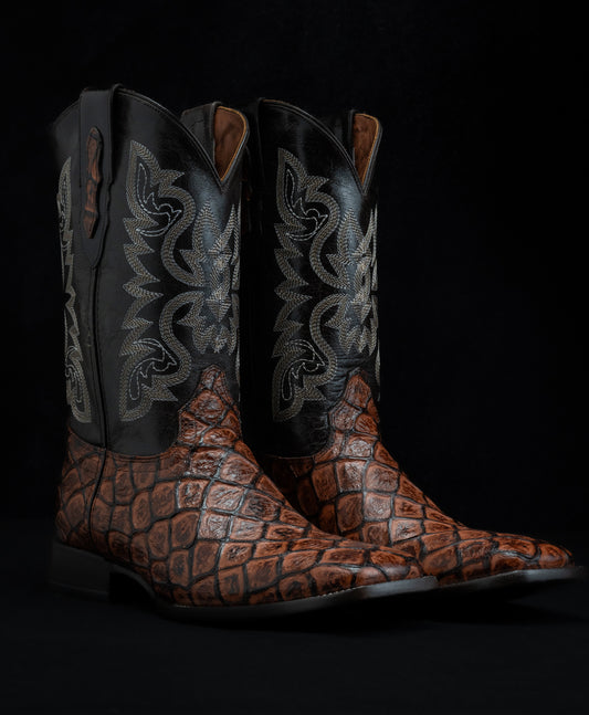 Pirarucu style leather boot for men color shedron.