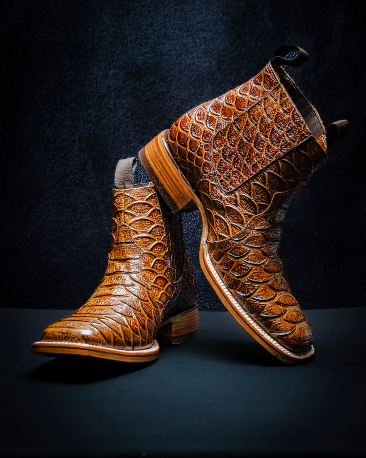 Python Boots Ankle Ankle boot for men, Python Plus-engraved leather Color: Honey