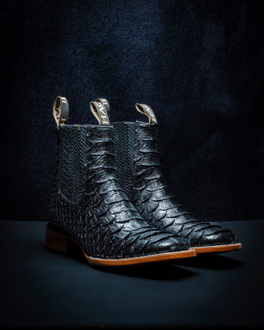 Plastisol leather ankle boot for men, Python Plus style Color: Black